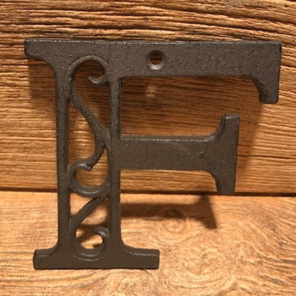 Cast Iron Letter "F" 4 5/8"tall Ornate Raw Cast Iron Ready for Paint 0184-0557-F